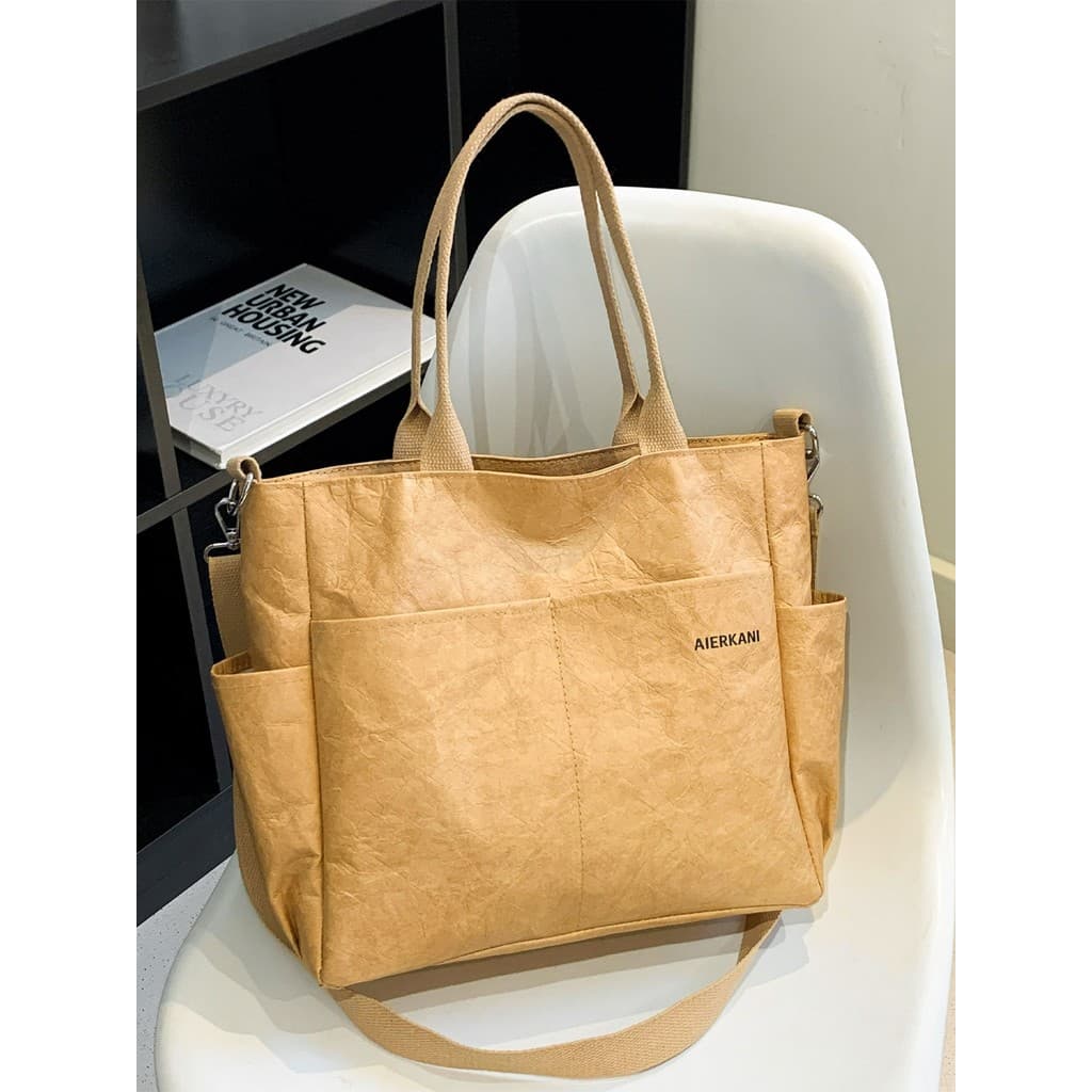 Dupont saco de papel Kraft feminino 2026 novo estilo portátil bolsa de ombro de grande capacidade nicho All-Match Cross-