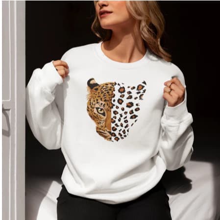Moletom Feminino Sem Capuz Suéter Onça Estampas Divertidas Envios Imediato