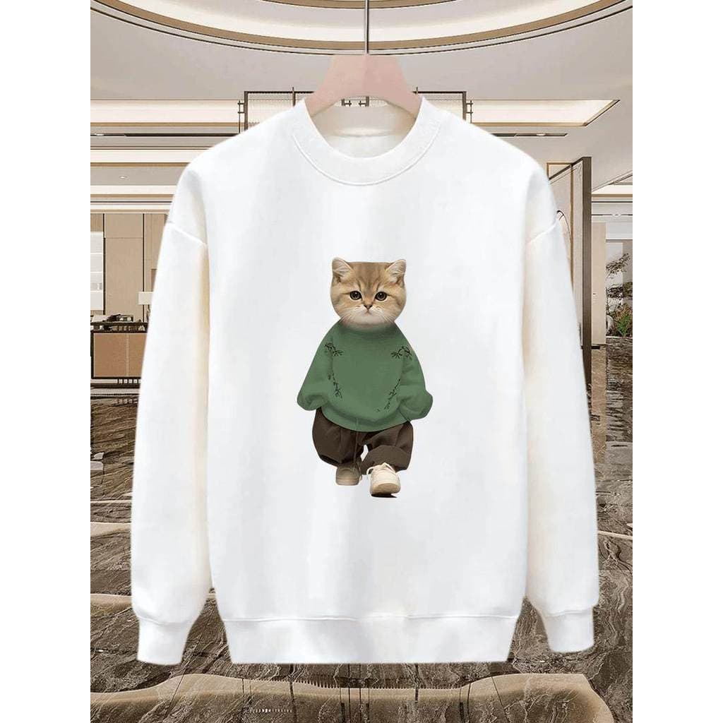 Estilo americano rufião bonito na moda solto simples All-Match manga comprida tamanho grande moletom masculino feminino
