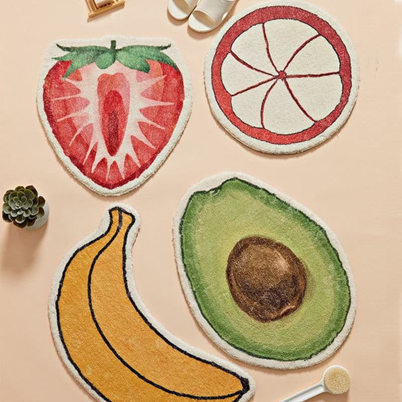 Divertido tapete de frutas banheiro absorvente tapete de porta do banheiro tapete antiderrapante porta do banheiro