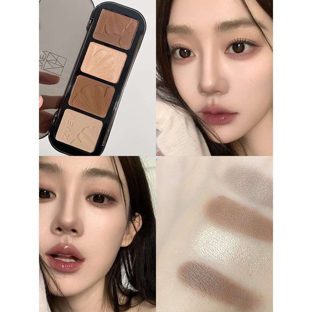 Paleta de contorno de quatro cores alto brilho um Blush sombra três-em-um genuíno fosco iluminando rosto nariz sombra so