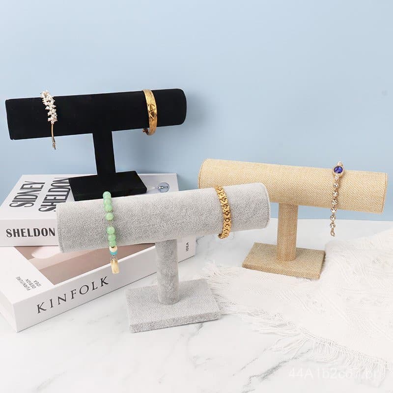 Suporte de exibição para pulseiras, suporte de veludo de camada única para relógios, suporte para armazenamento e exibiç