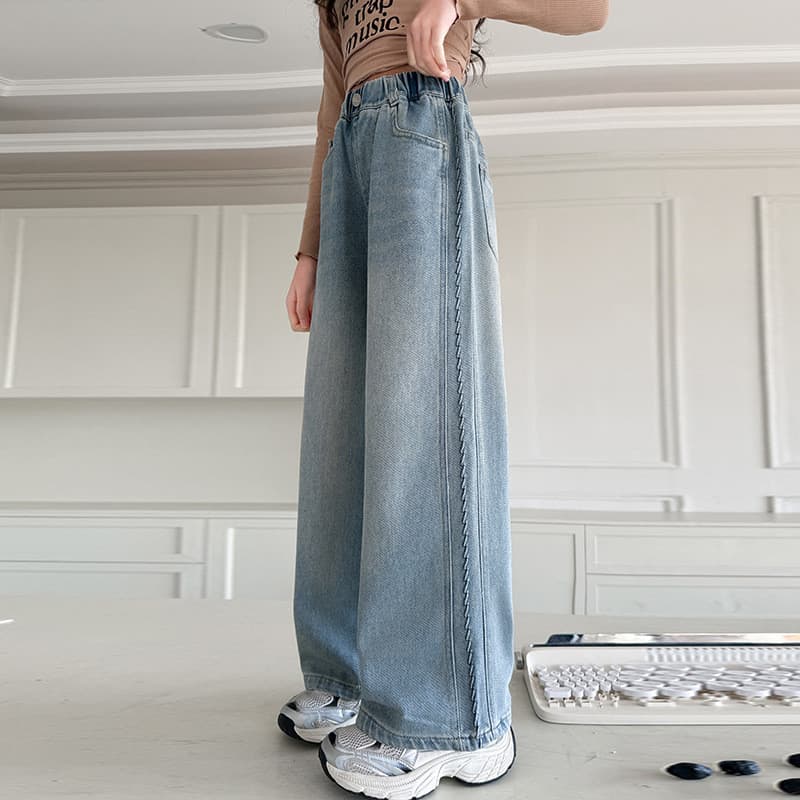 Meninas Jeans retos primavera 2026 novo estilo primavera crianças calças de perna larga meninas grandes crianças calças