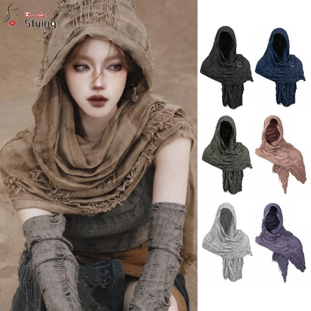 Capa Medieval GERYRUD , Cachecol Xale Com Capuz Estilo Mendigo , De Lenço De Broche Viking