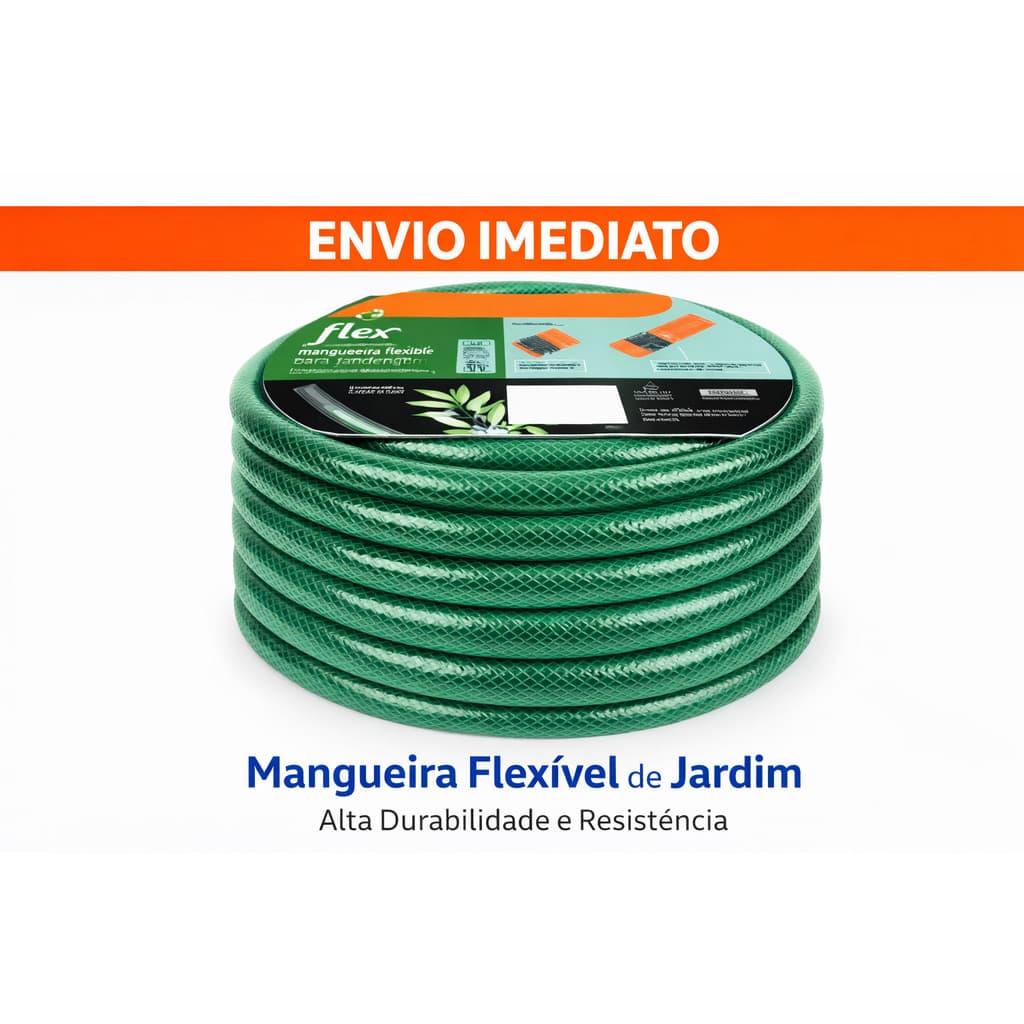 Mangueira de Jardim Verde Flexível e Resistente com Esguicho e Engate Rápido 5m/10m/15m/20m/25m/30m/50m
