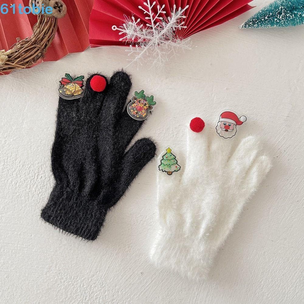 Luvas De Inverno De Natal TOBIE , De Malha De Desenho Animado Quentes Engraçadas Com Padrão De Boneco De Neve Grossas