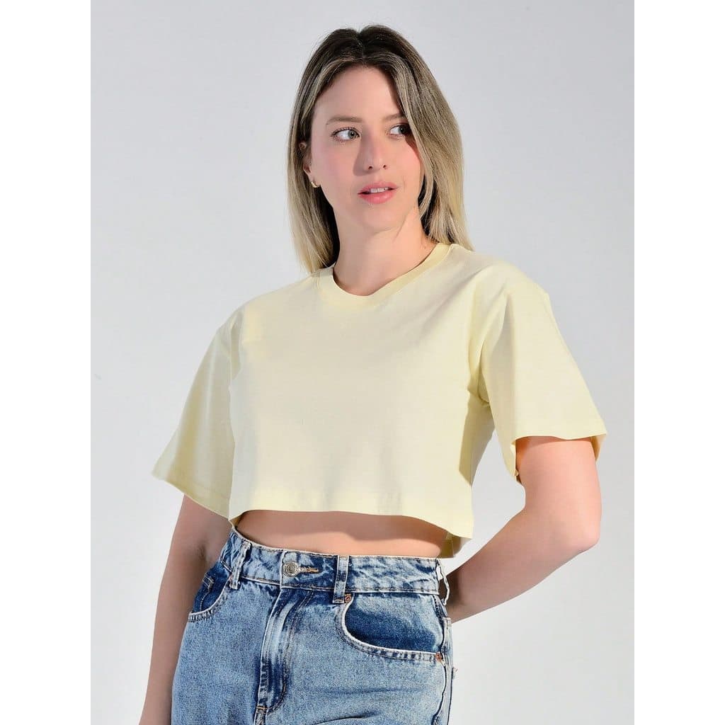Camiseta Cropped Feminina Algodão Casual Conforto