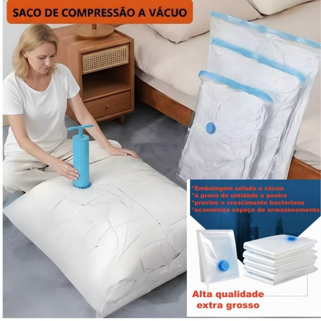 KIT5-10  Saco a Vácuo 40x60cm Organizador Hermético de Roupas Mala de Viagem Guarda Roupa Prevenir o crescimento de mofo