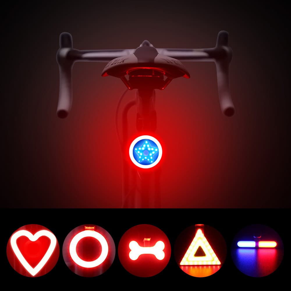 Luzes divertidas para bicicletas, luzes traseiras recarregáveis para ciclismo noturno, equipamentos de iluminação para b
