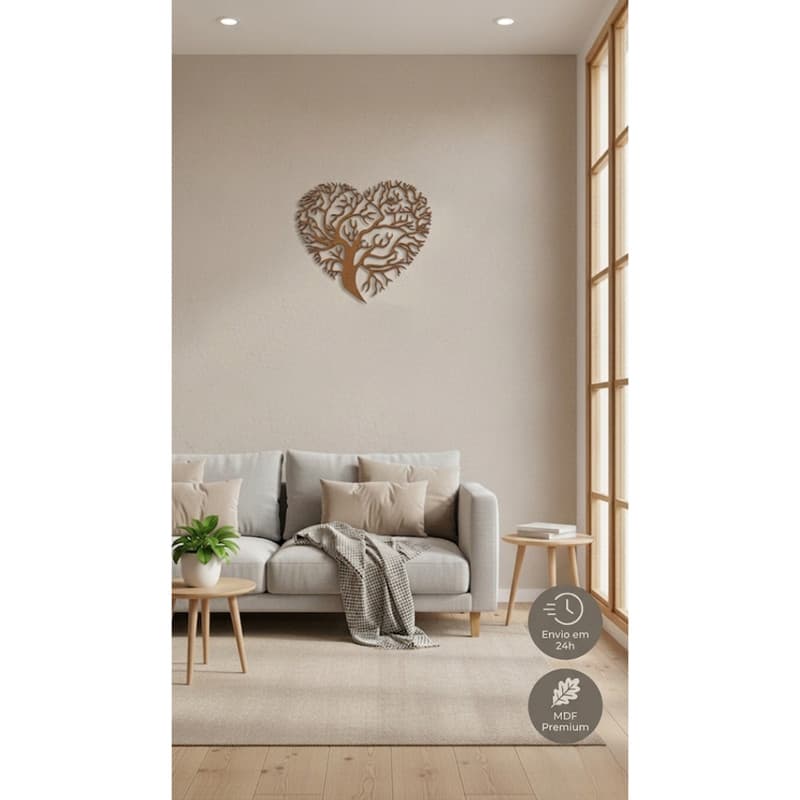 Escultura De Parede Árvore Da Vida Coração MDF Luxo Decorativo ✨ Quadro Vazado Envio Imediato 🚀