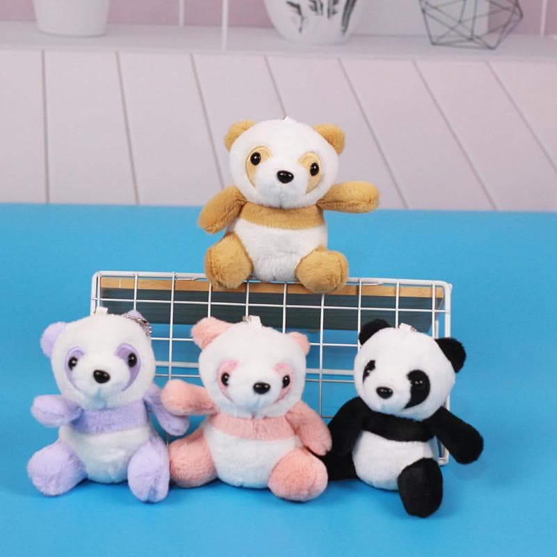 Bonito sentado panda brinquedo de pelúcia boneca preto branco panda chaveiro boneca mochila ornamentos presentes casal