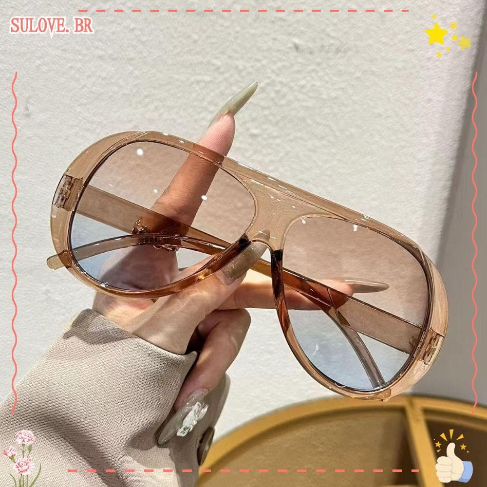 Óculos De Sol SULOVEDU , Lente Retrô Com Proteção UV380 Armação Grande Vintage Bloqueio De Luz Azul Para PC