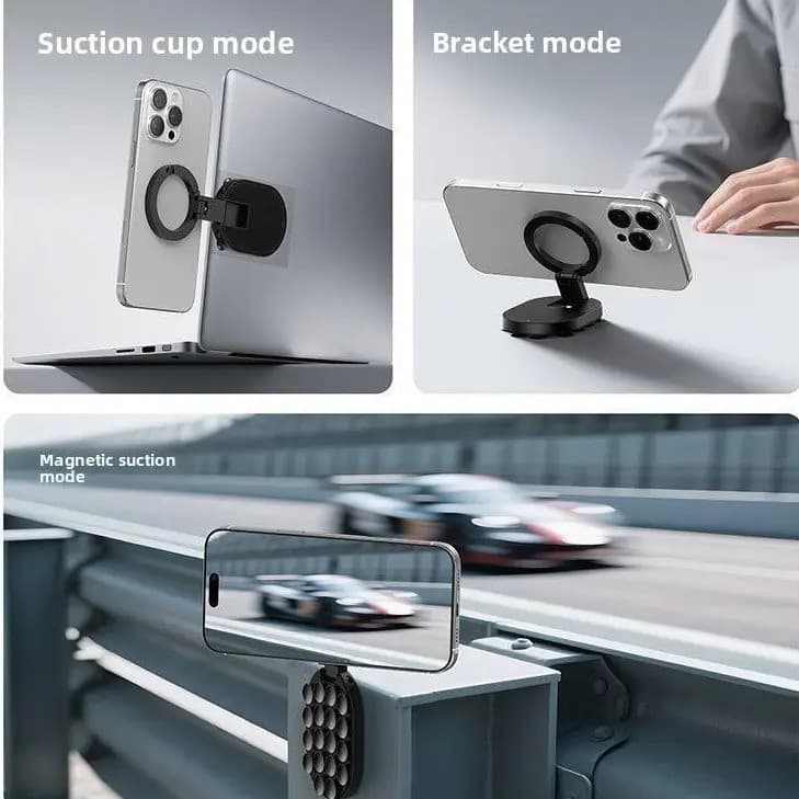 Suporte Magnético para Telefone Dobrável e Giratório com Ventosa e Mosquetão, Suporte Universal para Carros para Todos