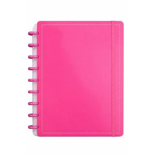 Caderno Inteligente Grande Capa Dura Rosa Elástico 60 Folhas Planejamento Anotações Estudo Trabalho