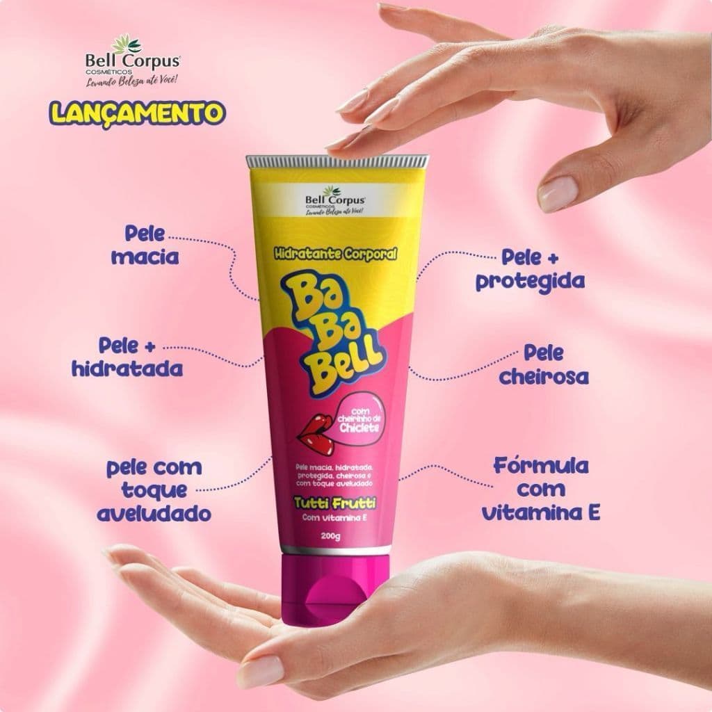 Creme Hidratante Corporal Bababell Cheiro de Babaloo Tutti Frutti 200g Bell Corpus Vitamina E babalu