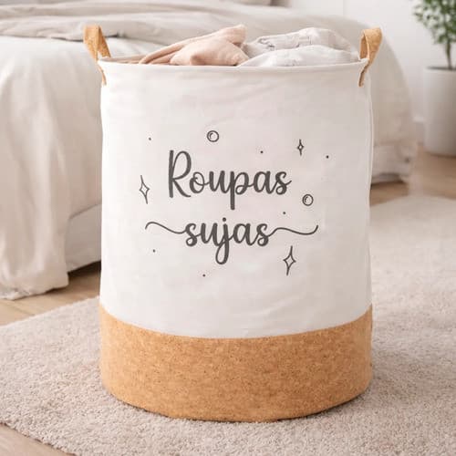 Cesto De Roupa Suja Cortiça Brinquedo Dobrável Lavanderia Quarto Organizador Multiuso