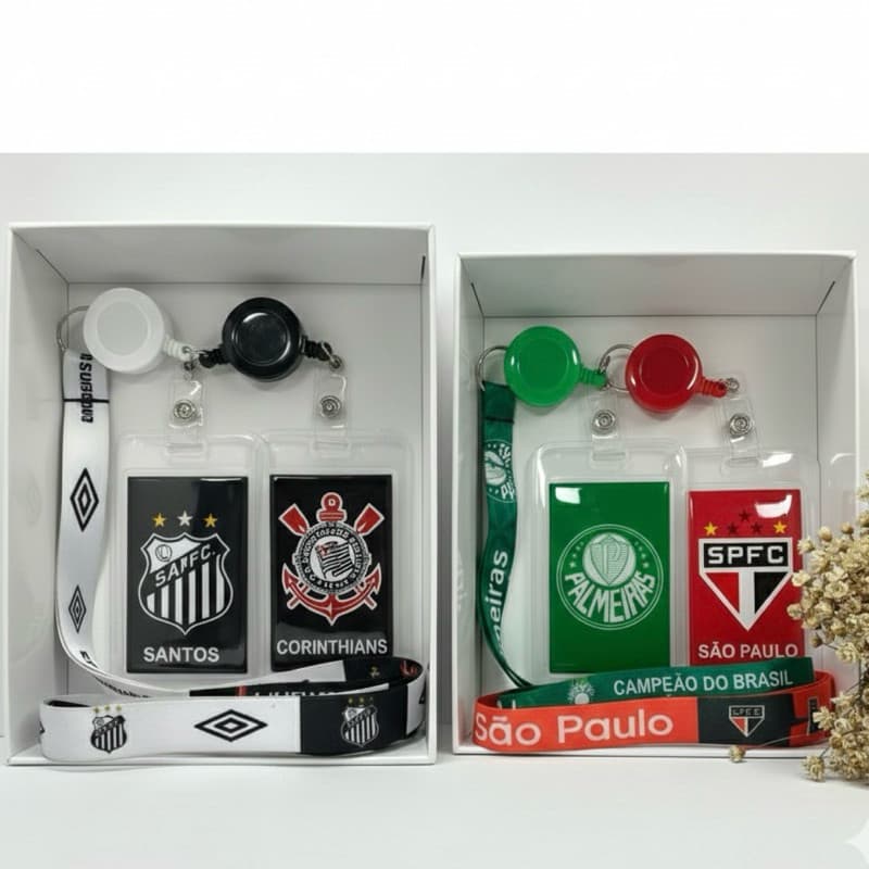 Cordão Porta Crachá Times Retrátil com Cordão