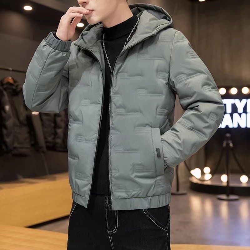 Jaqueta leve masculina outono inverno novo estilo com capuz pato branco para baixo tamanho grande jaqueta preta bonito A