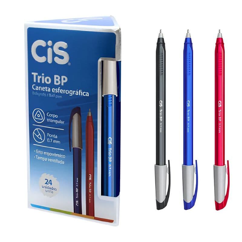 Caixa com 24 Canetas Trio BP 0.7mm - Cis/ WX GIFT
