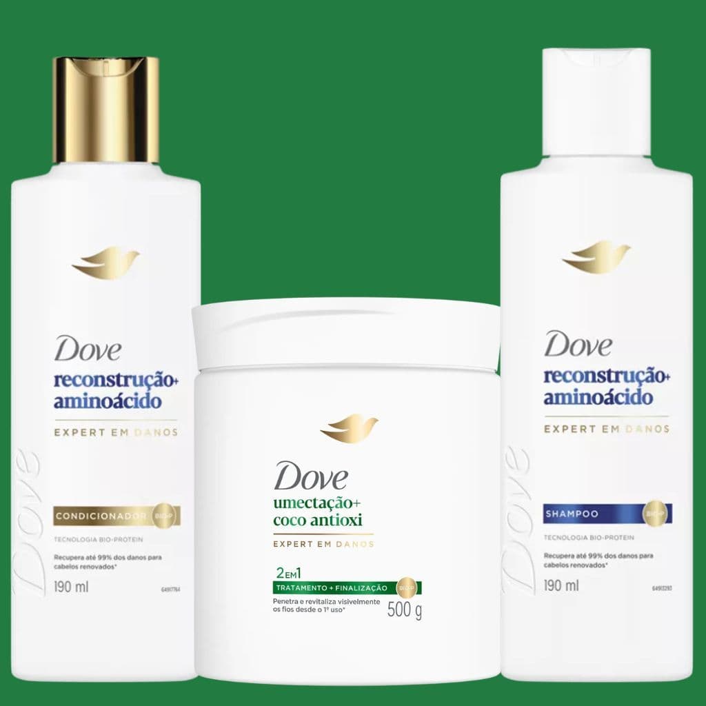 Kit Dove Shampoo E Condicionador  Umectação Recontrução Expert Em Danos Mascara 2em 1