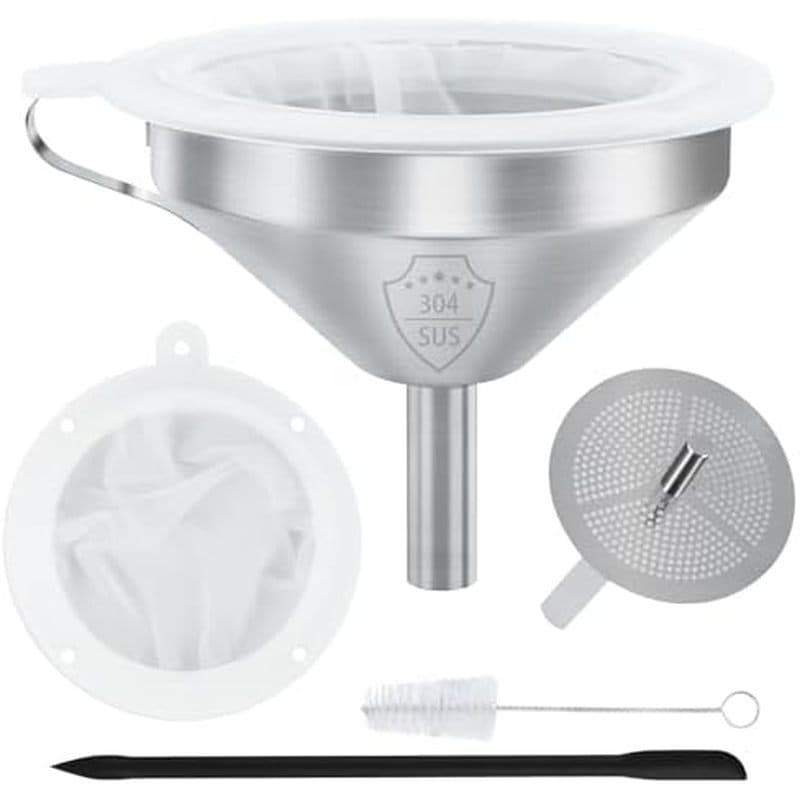 Funil De Aço Inoxidável WMKGG 304 , Funis De 5 Polegadas Para Uso Em Cozinha Garrafas De Enchimento , Com Malha 200 E Fi