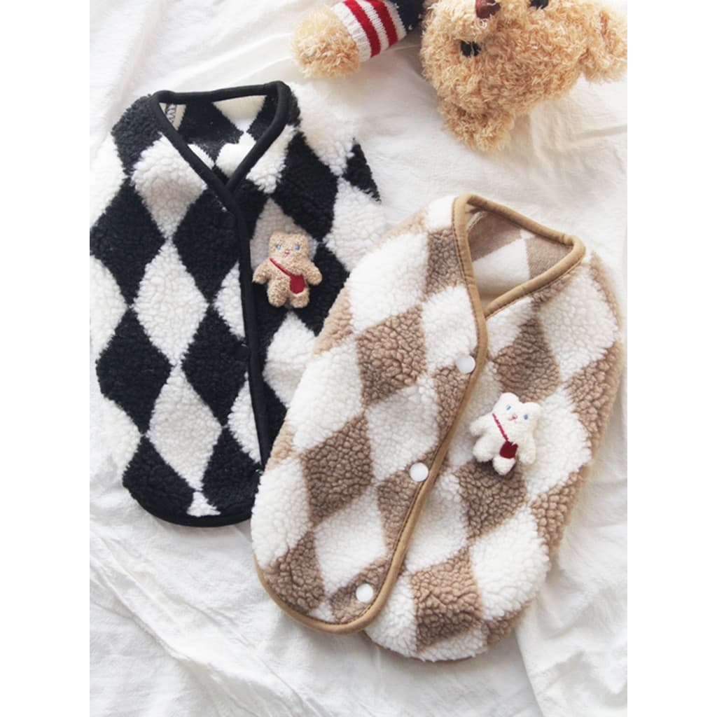 Outono inverno roupas colete de cachorro inverno quente roupas para animais de estimação gato duas pernas diamante verif