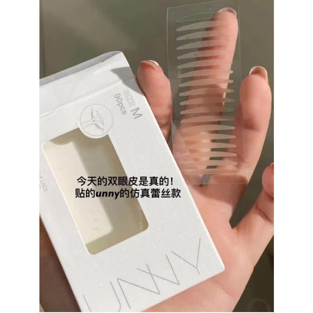 Adesivo de pálpebra dupla de renda unny, estoque pronto, Natural, invisível, tipo largo, sem costura, espuma de olho inc