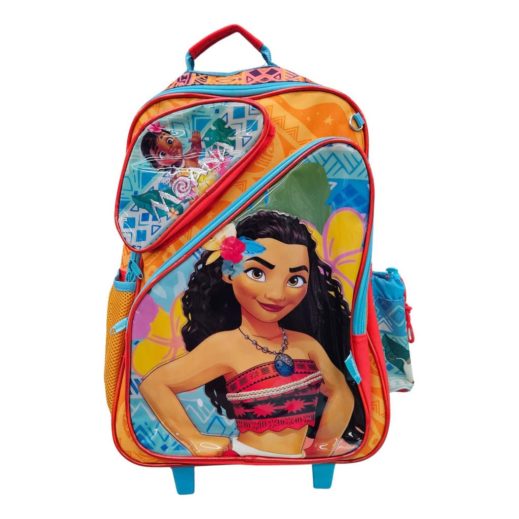 Mochila Carrinho Moana Infantil 5 Compartimentos Estampada