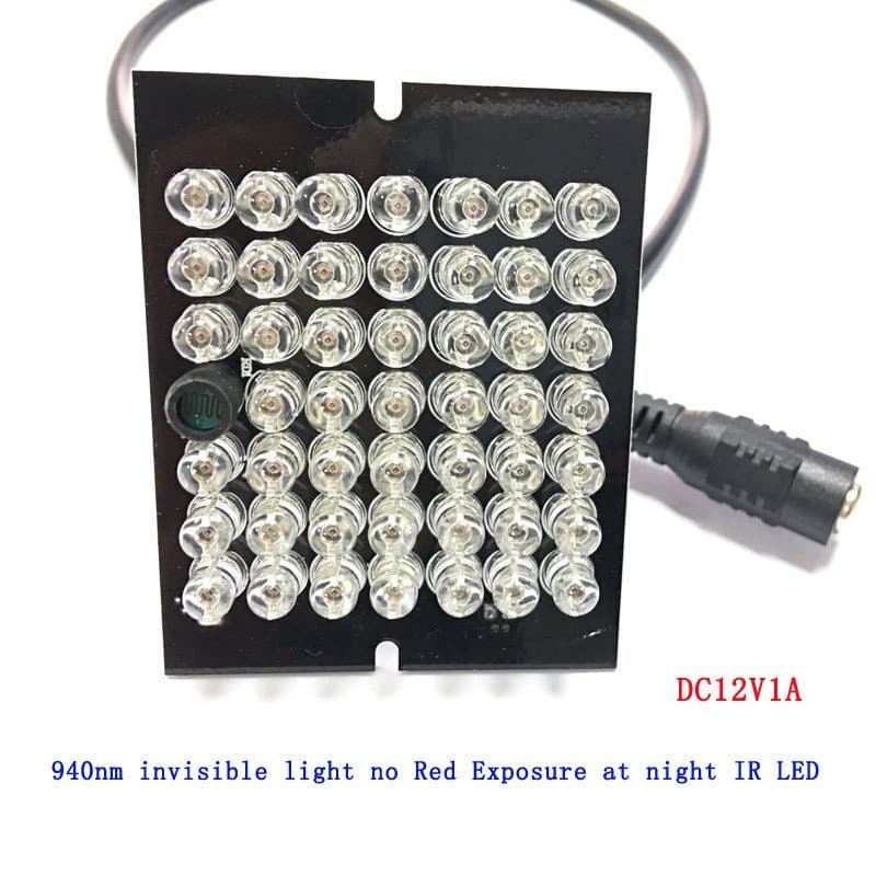 Venda direta de fábrica: Luz de preenchimento infravermelha LED de 48 luzes 940nm, luz infravermelha invisível para câme