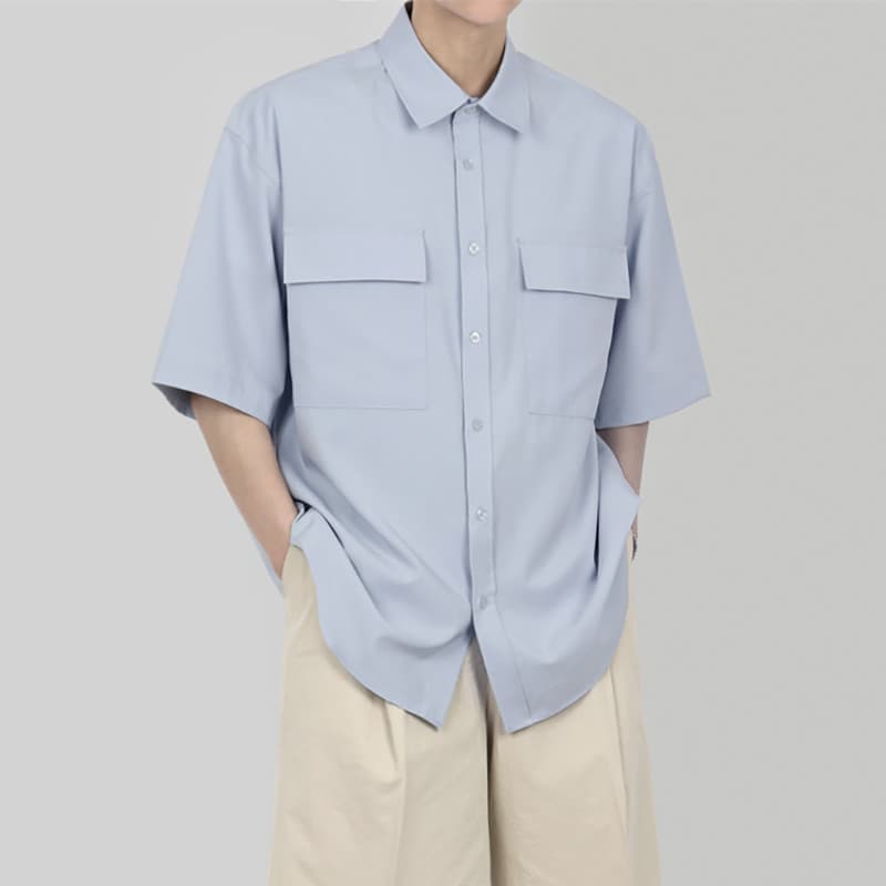 MRCYC camisa de manga curta masculina estilo coreano na moda meia manga camisa Casual estilo japonês solto meia manga po
