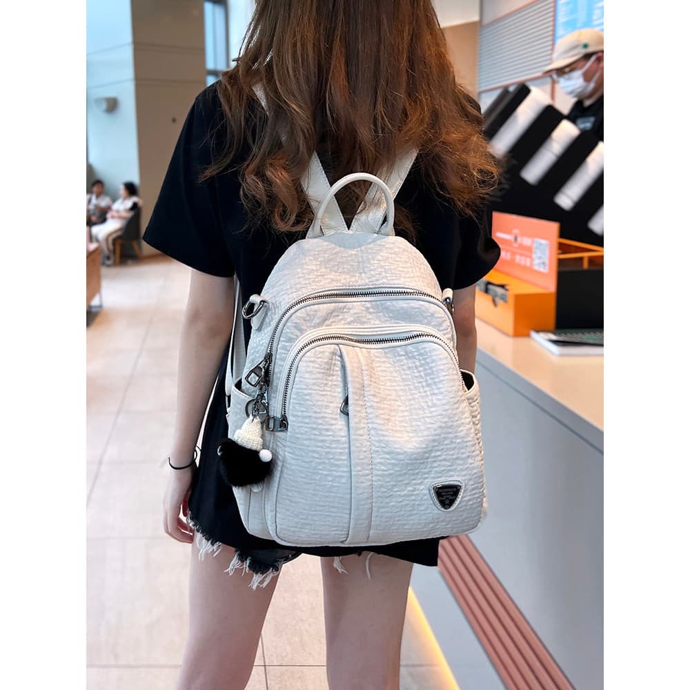 2025 novo estilo mochila de couro genuíno moda feminina All-Match dupla utilização bolsa de ombro feminina branco simple