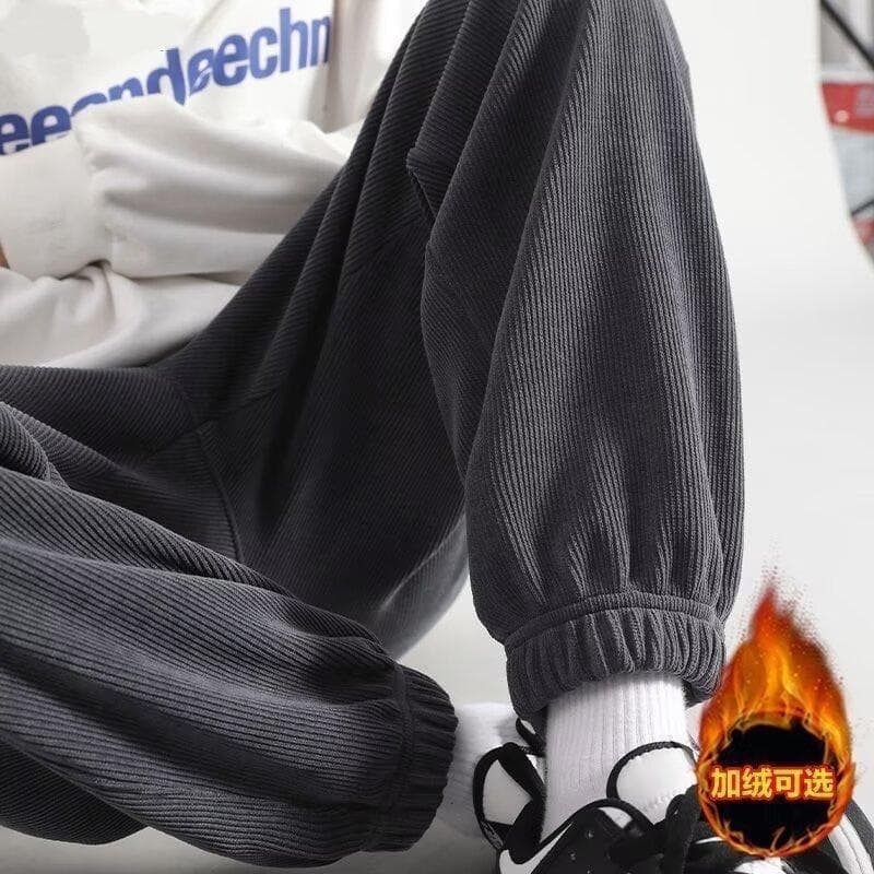 Calças masculinas de veludo outono inverno novo estilo cor sólida Sweatpants calças esportivas inverno forro de lã calça