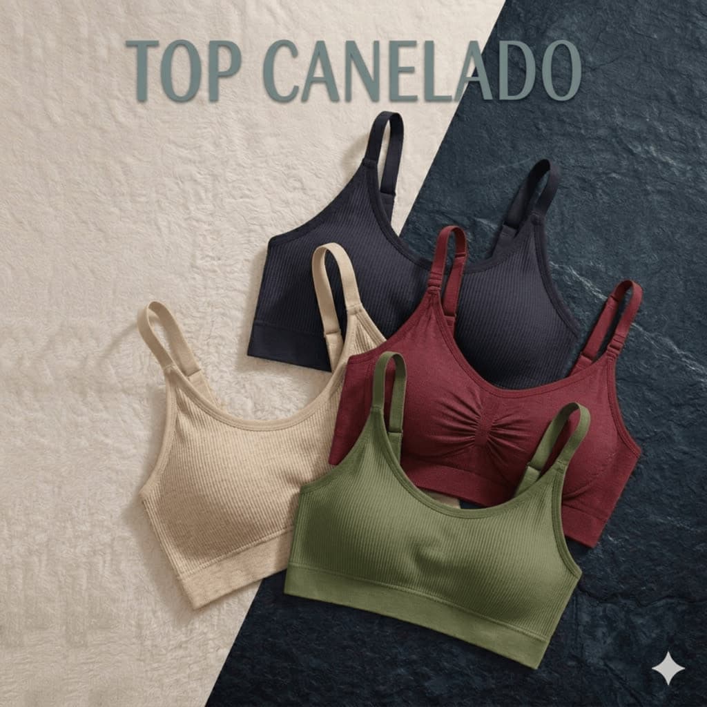 Kit 4 ou 2 TOP Academia Feminino Premium Canelada Ajustavel Alta Sustentação Fitness Dia a Dia