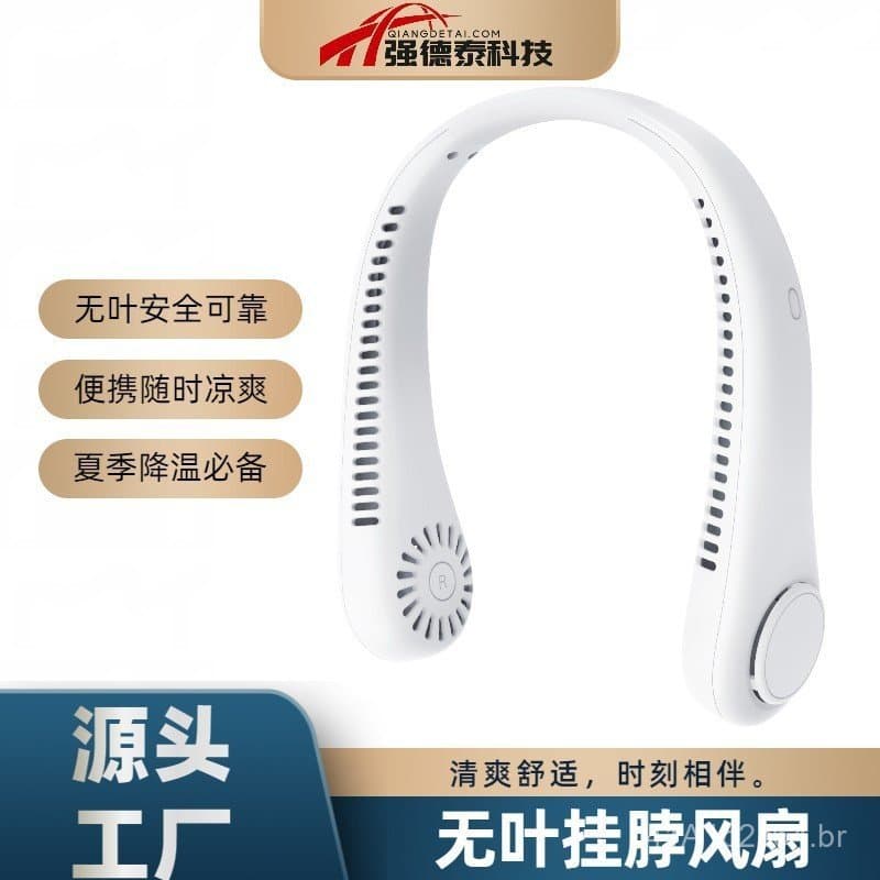Mini ventilador de pescoço cuidadosamente selecionado, potente, sem hélices, silencioso, portátil, leve, com ajuste de t