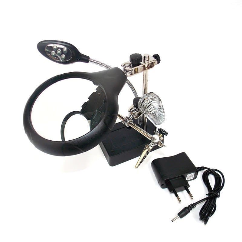 Suporte auxiliar para reparo de placas de circuito com lupa, suporte para ferro de solda de placa-mãe, suporte para sold