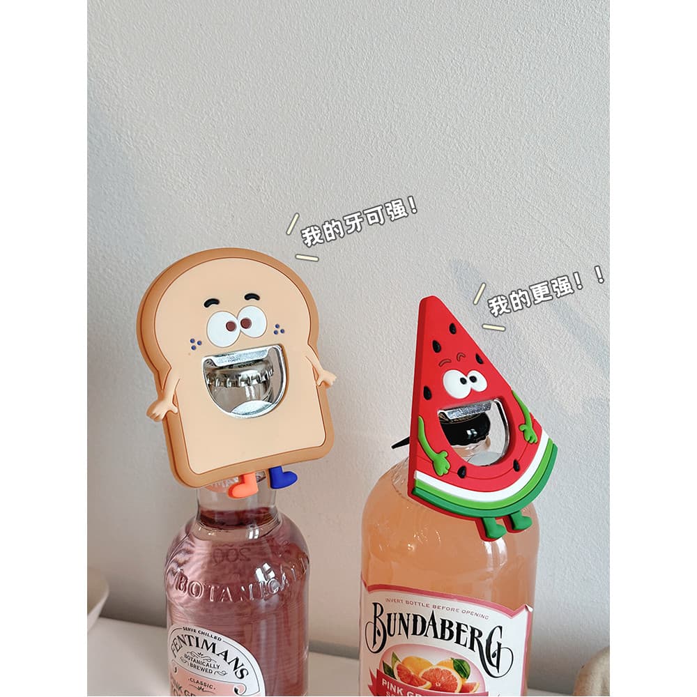 Criativo dos desenhos animados abridor de cerveja abridor de vinho doméstico bonito magnético geladeira adesivo abridor