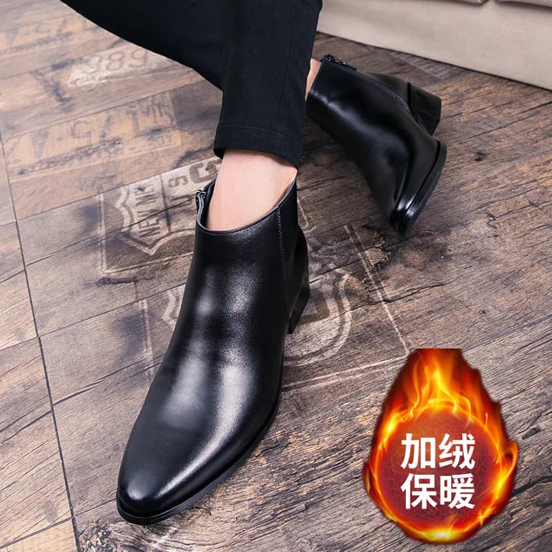 Sapatos masculinos de couro de alta qualidade estilo britânico botas masculinas dedo do pé apontado couro genuíno meados