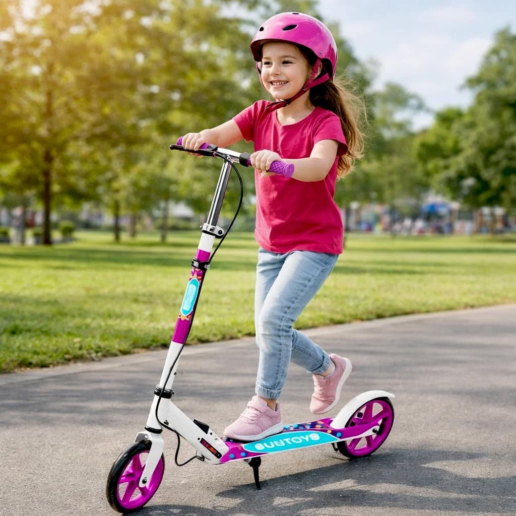 Patinete Infantil Dobrável Rodas Grandes Scooter Freio Segurança Criança Passeio Conforto