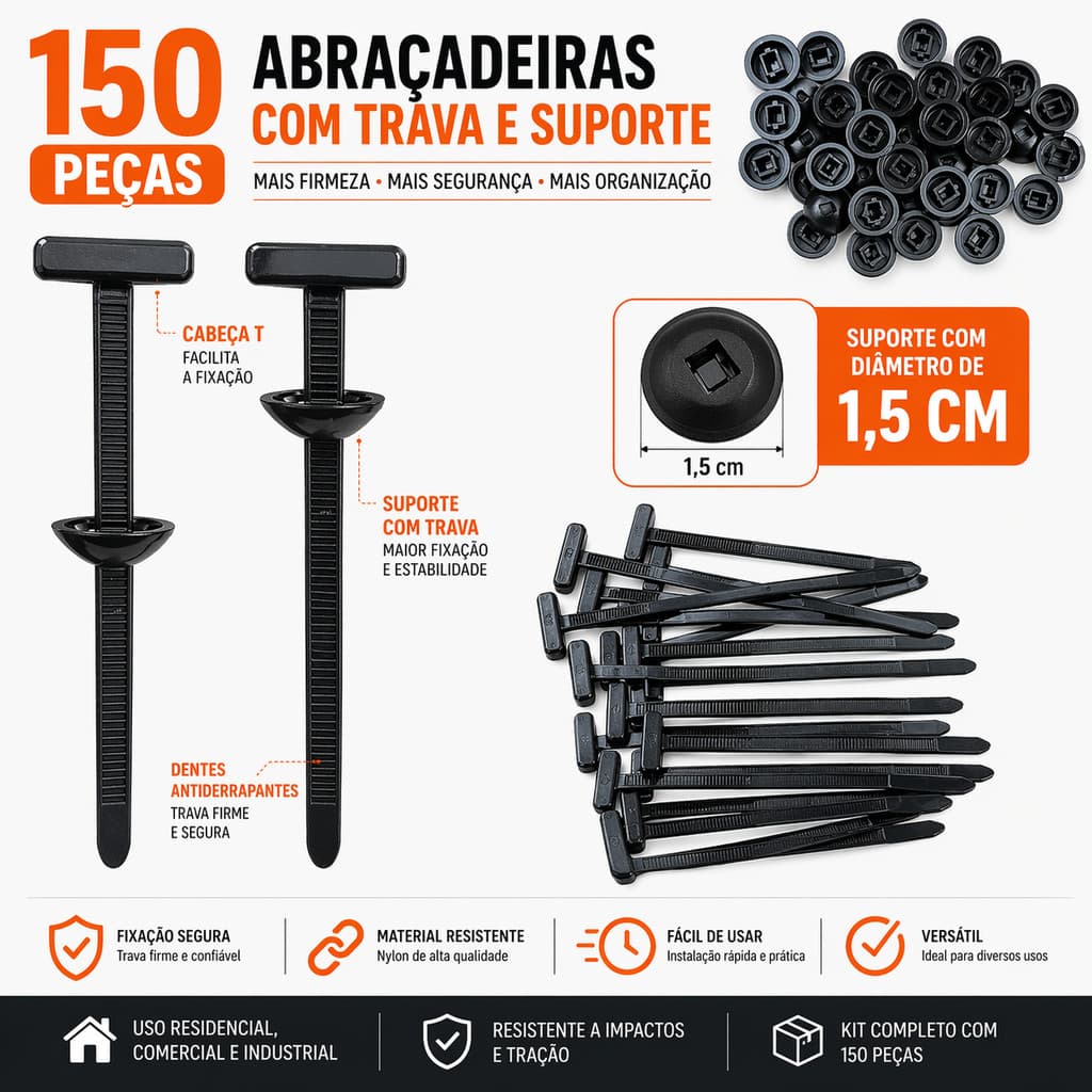 Kit Enforca Gato Abraçadeira de Nylon Presilhas Automotivas Fivela Nylon Fita Auto Travante