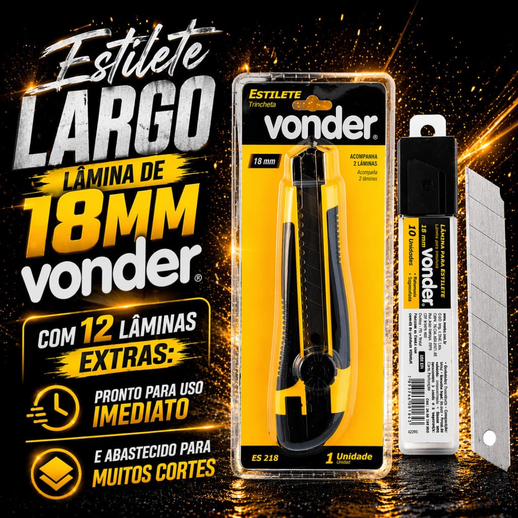Kit Estilete 18 mm E Lâmina Estilete 18mm - Vonder