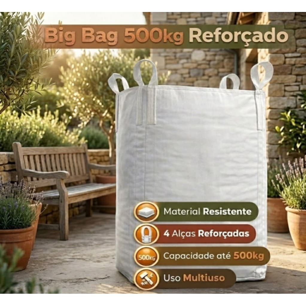 Big Bag 500kg Multiuso Reforçado Ráfia P/ Armazenamento E Reciclagem
