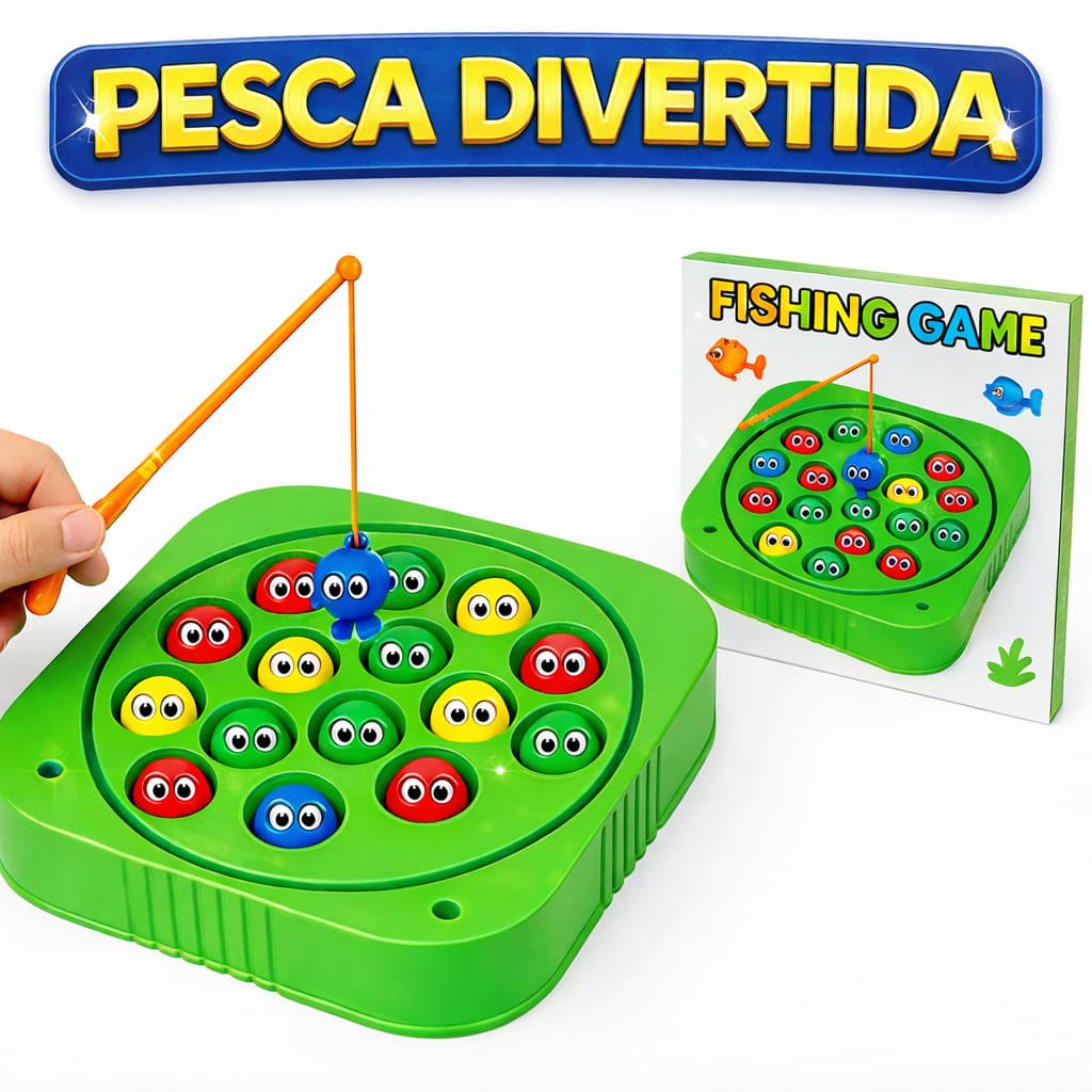 Jogo de pescaria infantil pega peixe divertido Brinquedo educativo coordenação motora crianças