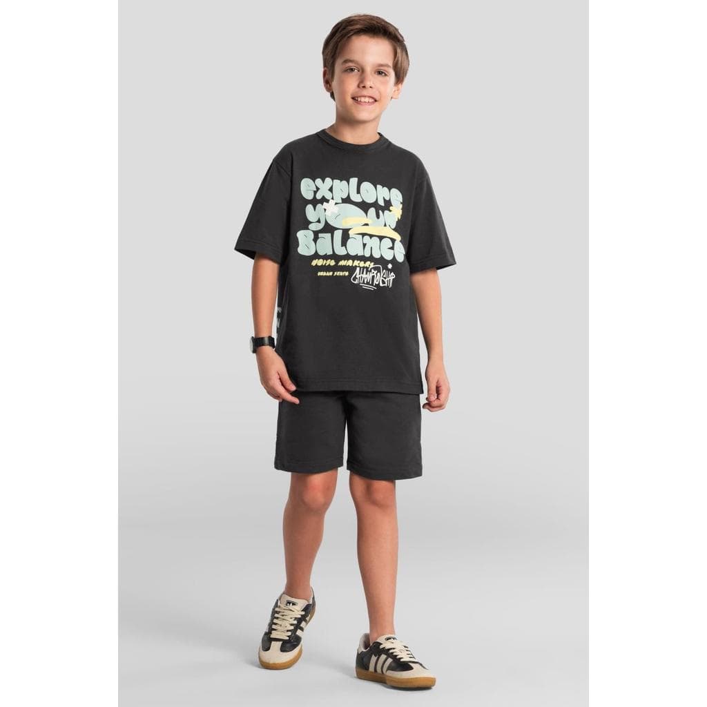 Camiseta infantil menino de skate em malha Brandili
