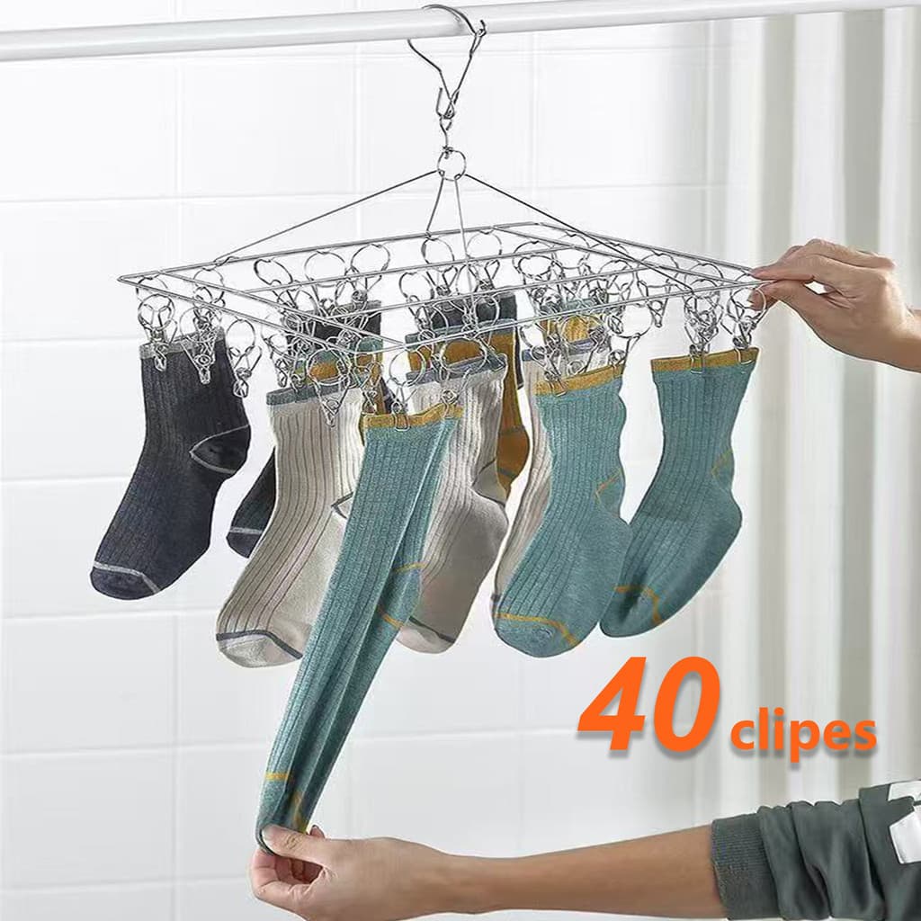Varal 40 Prendedores Roupa Bebe Calcinha Cueca Dobrável Inox