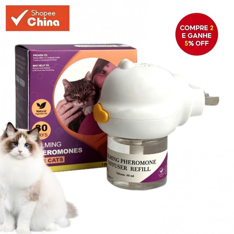 Kit Difusor de Feromônios Calmantes para Gatos de 30 Dias, 48ml - Ajuda a Reduzir Sinais Comuns de Estresse em Gatos LUK