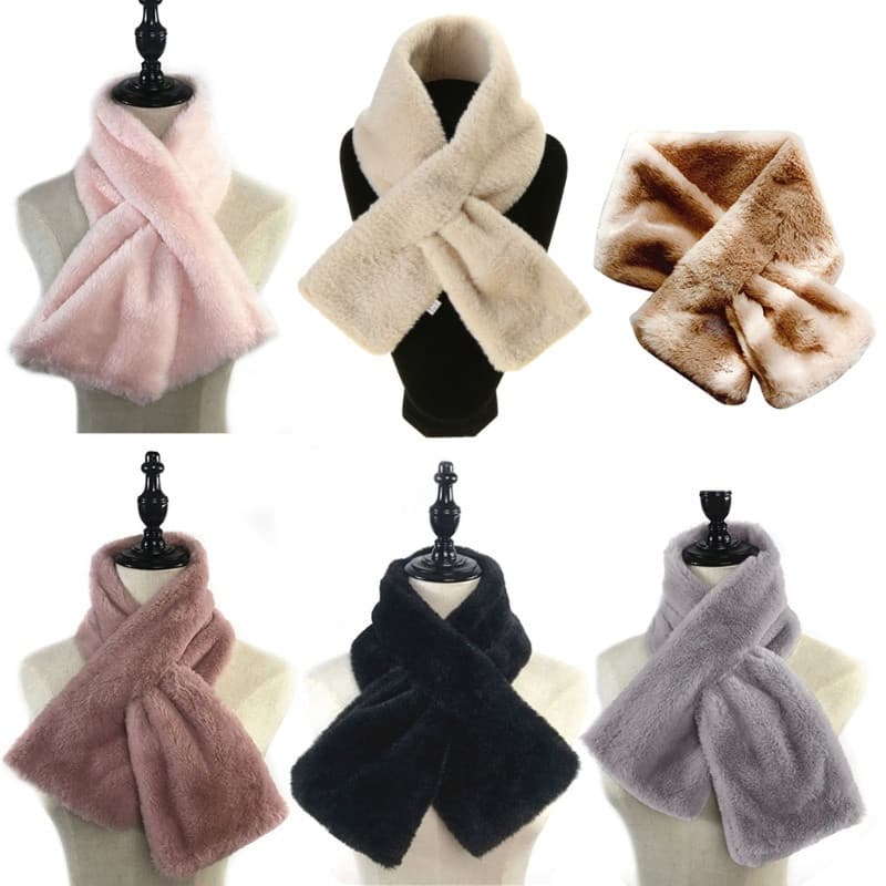zzz Lenço De Inverno Com Crucifixo , Gola De Gravata , Pele Fofa , Xale De Pelúcia , Aquecedor De Pescoço Para Mulheres