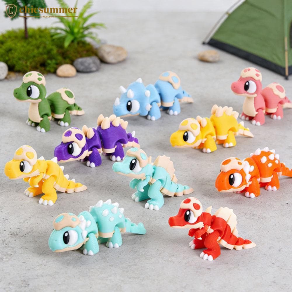 CHICSUMMER 3D Impresso Bonito Casca De Ovo Dinossauro Figura De Bebê Articulações Móveis Olhos Realistas Multi-Color Spi