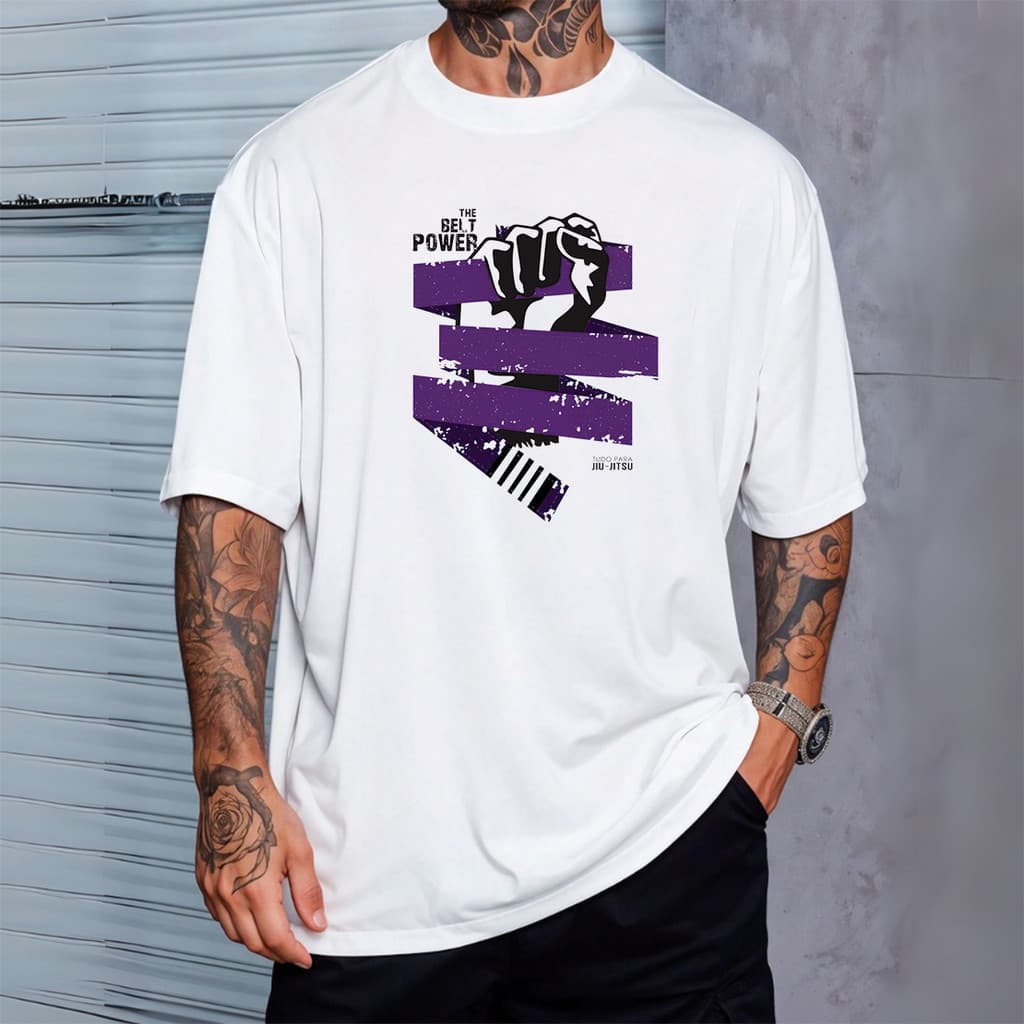 Camiseta Unissex Estilo Oversized Estampa Jiu Jitsu Brasileiro Luta Arte Marcial Treino