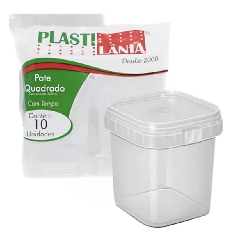 10un Embalagem Bolo De Pote Com Lacre Quadrado 220ml Transparente