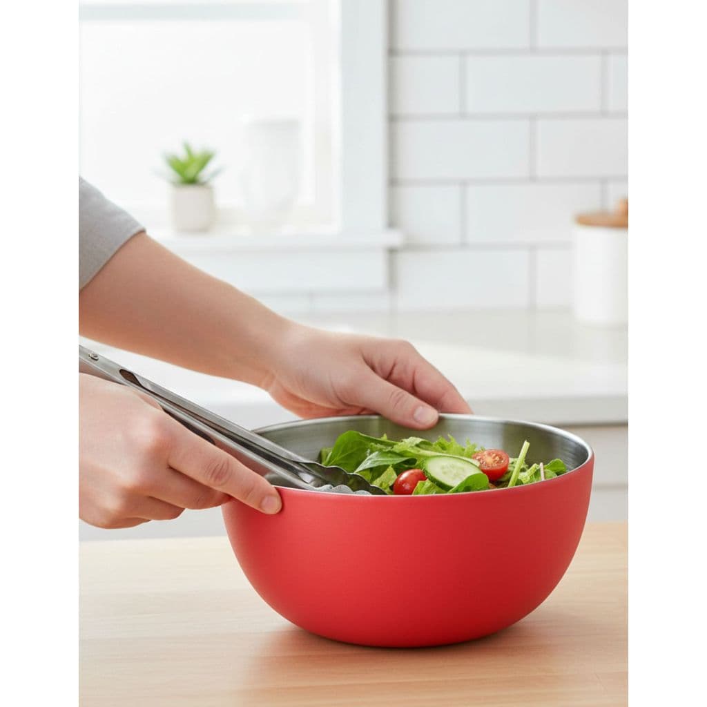 Kit 3 und - Tigela Redonda - Inox - Bowl - Vermelha - 500ml - 11cm de Diam